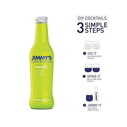 Image of Jimmy's Cocktails Margarita Cocktail Mixers (Pack Of 8) - Finely Crafted Non-Alcoholic Beverage Each 250Ml Bottle Makes 2 Drinks