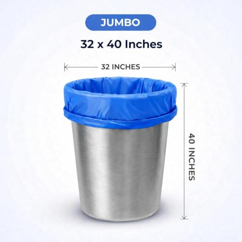 Image of Garbage Bags /Dustbin Bags - 120 Micron Heavy - Duty Trash Bags (32 x 40 Inches) - Jumbo Leak -Proof Bin Liners for Kitchen, Office & Industrial Use - 500g Pack (Blue, Pack of 2) - 8 Bags