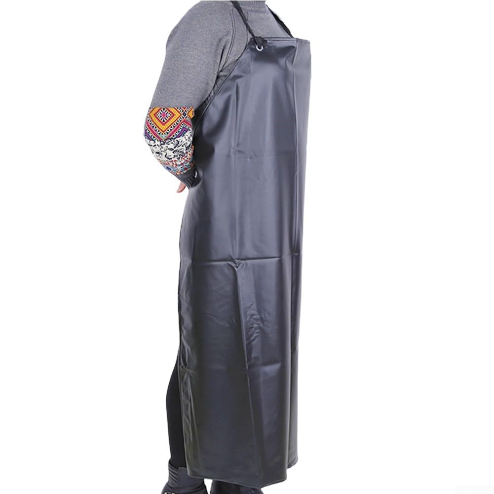 Tablier de soudage en cuir PVC imperméable résistant à l'huile pour soudeurs, cuisine, coupe, noir, 105 x 75 cm