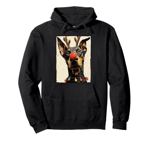 Lustige Weihnachtsbeleuchtung mit Dobermann-Motiv, festliches Tier Pullover Hoodie