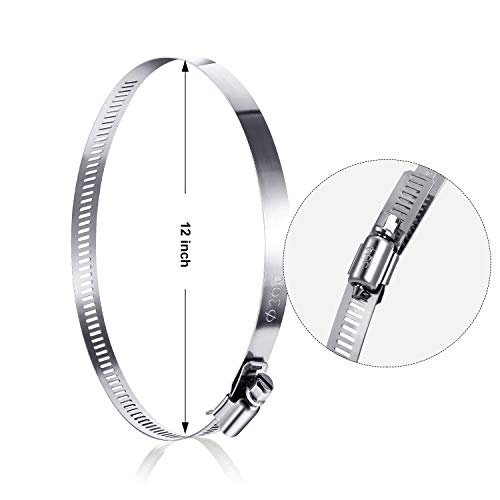 Image of Boao 4 Pieces Adjustable 304 Stainless Steel Duct Hose Clamp, 12 Inch