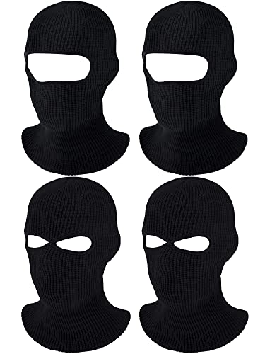 4 Pieces Warm Full Face Cover Ski Mask Winter Balaclava Knit Full Face Mask for Men Women Outdoor Sports (Classic Black, Stylish)