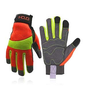 Anti Vibration Gloves Hi-vis Reflective Safety Work Gloves, Touch Screen, Flexible Spandex Back Anti Vibrant Gloves Hi-vis Yellow & Orange Large