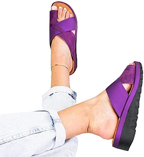 Chaussures sandales de plage violettes en cuir pour vos promenades estivales confort