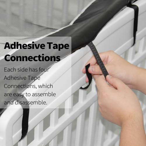 Image of PJYuCien Playpen Top Cover for 36'' Width 4 Panel Pen, Black Paw | More Peace of Mind, More Safe, and Reduce Mess, Suitable for Puppy, Duck, and Other Small Animals,Adhesive Tape Connect