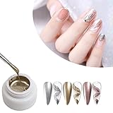 CHARMFORYOU 3 Colors Metallic Gel Nail Polish 3D Paint Gel Nail Art Rose Gold Silver Mirror Gel Liner Gel Polish Creative Metallic Painting Gel for Nails UV Sculpture Design Manicure DIY