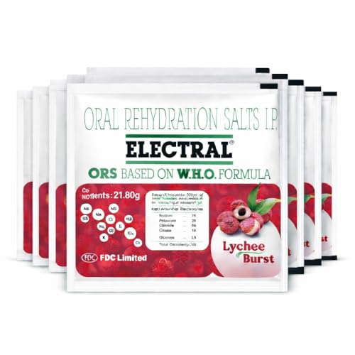 ELECTRAL Oral Rehydration Salts I.P., WHO Formula, 21.80g Each x 10 Sachets (lychee)