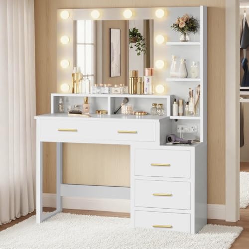 Catálogo para Comprar On-line Tocador Walmart para comprar hoy. 49 Tocador con Espejo con Luces y 2 Cajones Tocador De Maquillaje con Espejo y 3 Modos de Iluminación con 2 Puertos USB y Enchufes Vanity Mueble Maquillaje con Luz Led para Recamara