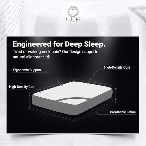 Image of Ergonomic Orthopedic Pillow Set of 2, 66x38x12 cm Shredded Memory Foam for Neck Relief, White /Grey Jacquard Case, Aligned Spine Bedding for Side and Back Sleeper, Supportive