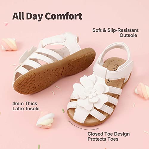DREAM PAIRS Girls Toddler/Little Kid Closed-Toe Flower Summer Dress Sandals Shoes4