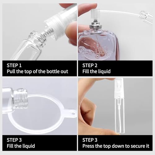 320 Pcs Mini Spray Bottles with 10 Perfume Dispensers, 10 Droppers, and 10 Funnels, Clear Refillable Glass Perfume Atomizer for Travel, Fragrance, Scent Samples, and Pocket Dispensers (5ml)4