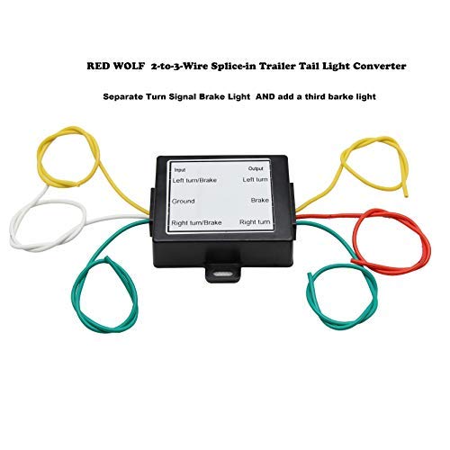 RED WOLF Trailer 2-to-3-Wire Splice-in Trailer Tail Light Converter Wire Harness Connector Separate Turn Signal Brake Light Set up For Trailer RV Dinghy Towing Pickup Car Trucks Vans