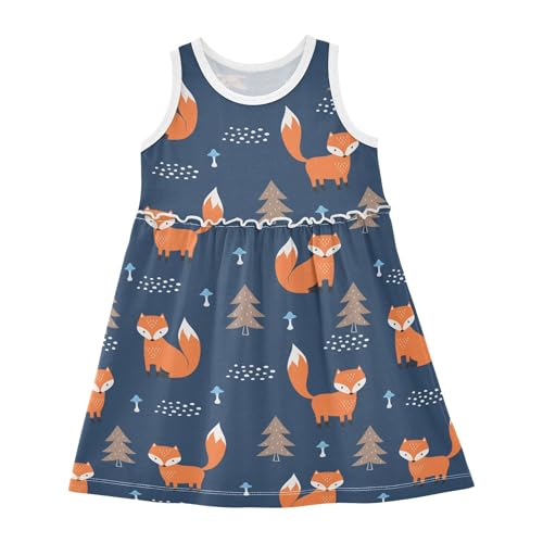 Cute Foxes Cute Animal Summer Girl Dress Casual Dress Sleeveless Toddler Girl Outfits Infant Girl Clothes Size 8