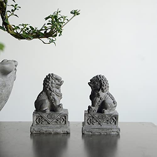 Sdeetesamjun Asian Fu Foo Dogs-Pair Of Two Guardian Lions,Stone Statues Feng Shui Decor #TOP2