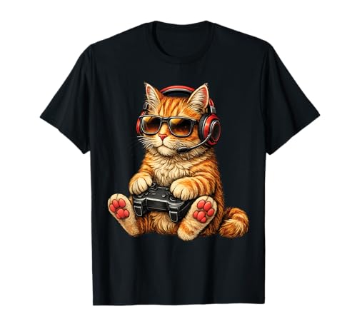 Kitten Cat Playing Video Games Vintage Funny Cat Gaming T-Shirt