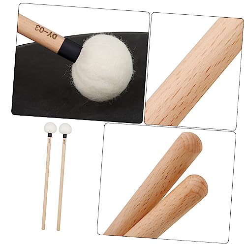 2 baquetas de percusión con mango de madera y punta de fieltro miniatura 4
