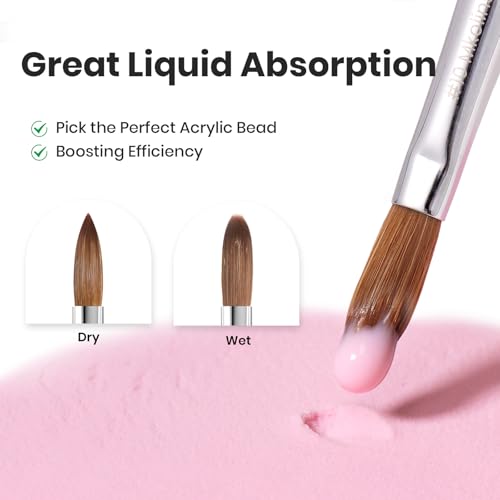 Image of Beetles Pro 1-Pcs Acrylic Nail Brush - Professional Pure Kolinsky Bristles Acrylic Brushes for Nails Metallic Nail Art Brushes for Nails Extension Gel, 3D Carving - Salon Quality Manicure Tool (10#)