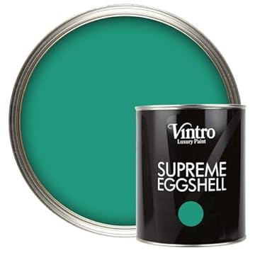 Vintro Paint | Eggshell Paint | for Walls | Wood | Trim | Satin Furniture Paint | Interior & Exterior Use. (1 Litre, Esmeralde - Emerald Green)