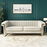 ZWMBYN Mid-Century Modern Channel Tufted Velvet Sofa Couch, 83W Upholstered Loveseat Sofa Furniture...