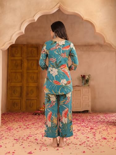 Image of Leriya Fashion Kurta Sets for Woman | Co ord Set for Women Stylish | Kurti Set for Woman | Short Kurti for Women | Kurtis | Ethnic Jaipuri Straight Kurta Set with Palazzo Pants | Salwar Suit for Party Outfits