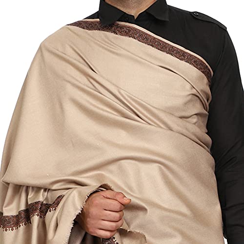 Image of SWI WITH LABEL Men's Embroidered Fine Acrylic Shawl | Men's Shawl Inspired by intricate traditional Kashmiri embroidery work | Felicitation Shawl to honor chief guests
