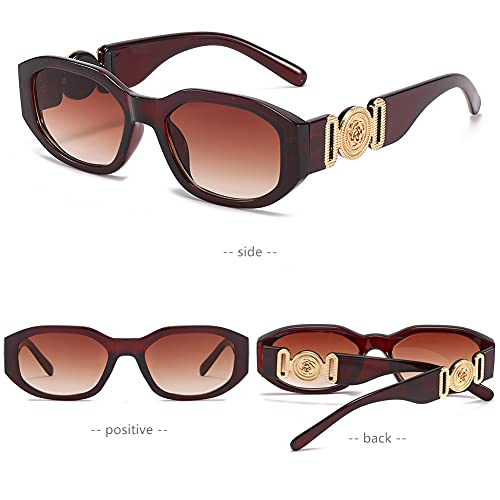 Image of LASPOR Irregular Sunglasses for Women Men Trendy Retro Vintage Rectangle Glasses Hexagon Shades Driving UV400 Protection