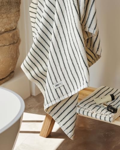 LezayXtra Hand Towels, Black and White Striped Cotton Bath Towels – Soft, Absorbent & Durable, Fall Bathroom Decor, Everyday Comfort & Elegance (Bath Towel, 55