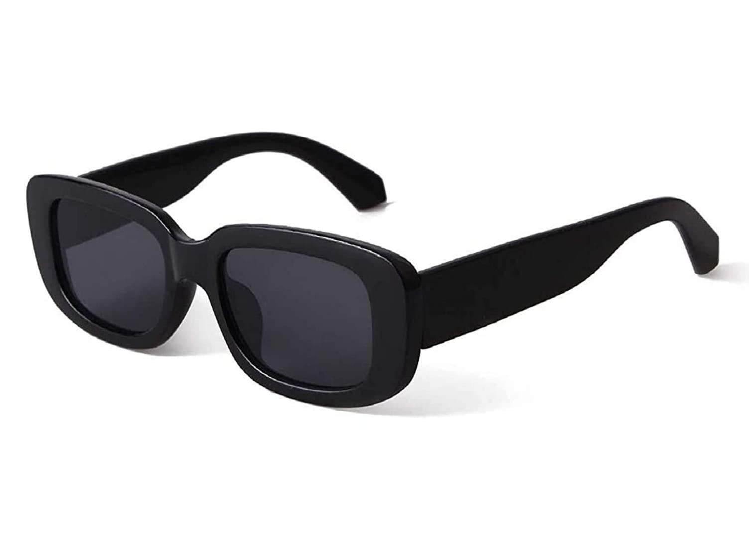 Women's Retro Driving Rectangular Non-Polarized Sunglasses Black Frame, Black Lens (Medium) Set of 1-image-21