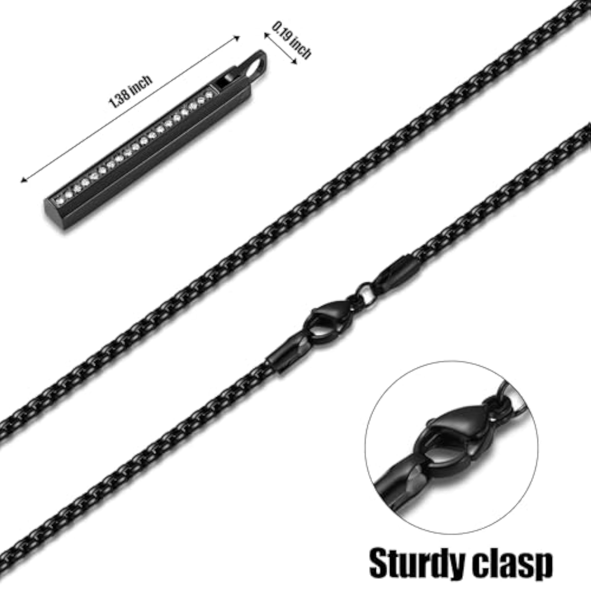 Men's Steel Long Pendant Necklace, Shiny Chain Accessory