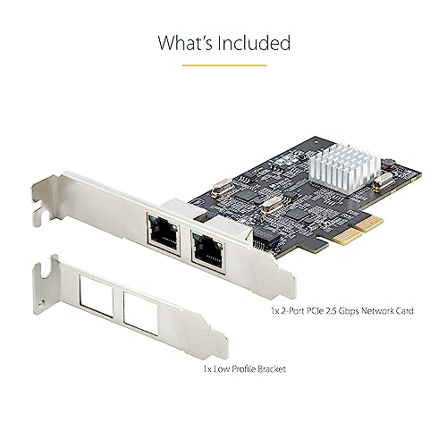 Image of StarTech 2-Port 2.5Gbps NBASE-T Network Card, TAA | Multi-Gigabit NIC, Intel I225-V, PCI Express Server LAN NIC, Dual-Port Computer Network Card, Desktop Ethernet Interface