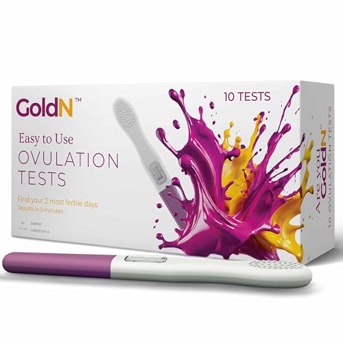 GoldN™ Easy to Use Ovulation Test (10 Count) | 10 LH Surge Tests for Fertility Tracking | Fast 5-Minute Results | Midstream Test | Hygienic, Hassle-Free Use | Easily Identify Your 2 Most Fertile Days
