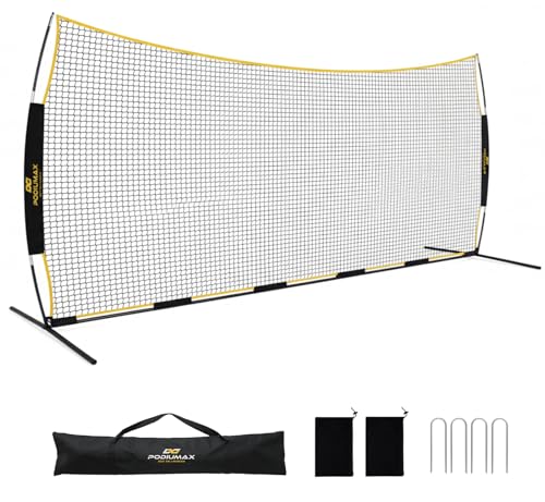 PodiuMax 16x10FT Barricade Backstop Net Baseball Basketball Barrier with Upgrade Steel Frame Protective Net for Baseball Lacrosse Soccer Basketball & More Soccer Backstop Net for Backyard Park