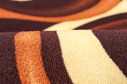 Image of THE HOME TALK Modern Polyester Area Rugs | Carpets for Living Room, Kitchen, Kid's Room, Bedroom | Microfiber Polyester Rugs | Shaggy Floor Carpet | Anti Skid Store (Brown Wave, 55x135 Cm)