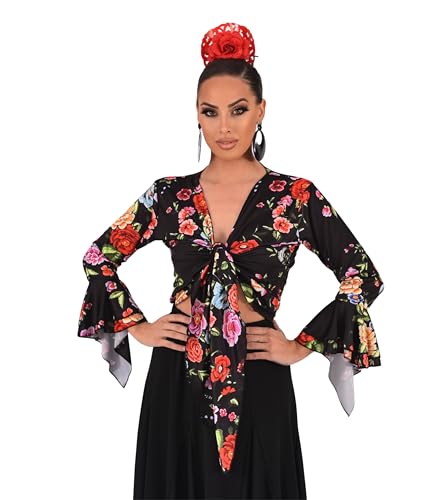 Image of Top-Bolero de Tejido elstico, Cruzado y de Mangas con Volante, Ideal para la Danza Flamenca o Sevillanas