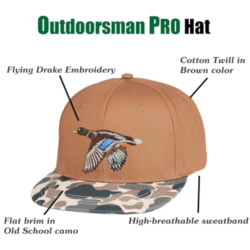 Image of EDTREK Performance Outdoorsman Snapback Truck Hat with Flat Brim - Unique Animal Embroidery