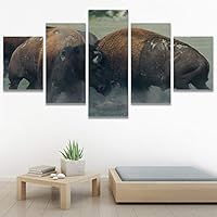 SIGNWIN 5 Panel Canvas Wall Art Animals Expressionism Group Modern Artwork for Home Decorations Ready to Hang - 60