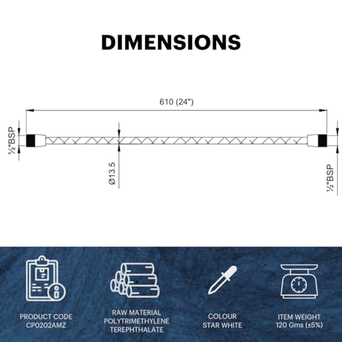 Image of Johnson 4-Pack 24 inch PTMT Braided Pipe with Glassy Nut, Polytrimethylene Terephthalate, Star White, Corrosion-Resistant, Anti-Scaling, High-Temperature Resistant, Durable Plumbing Connection Solution