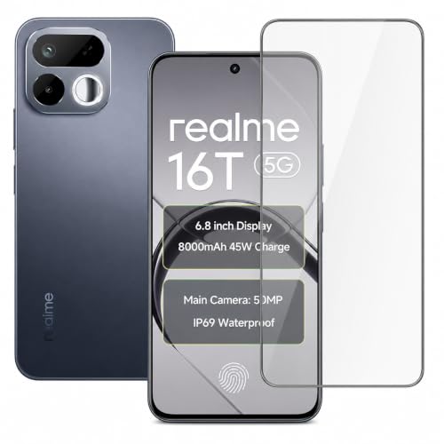 Image of Military-Grade Tempered Glass Screen Protector Compatible for Realme 16T 5G with Edge to Edge Coverage and Easy Self Installation Kit (realme 16T 5G)