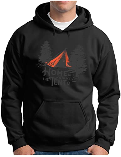 Pull à capuche homme noir coupe confort pour camper et rando