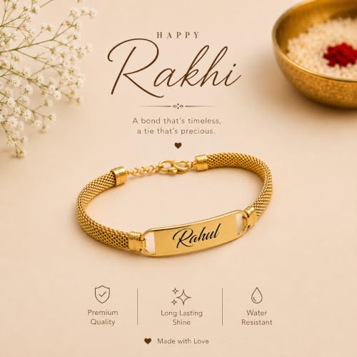 Image of Unisex-Adult Customized Name Rakhi For Brother | Rudraksha Beads, Custom Name Engraving, Adjustable Fit