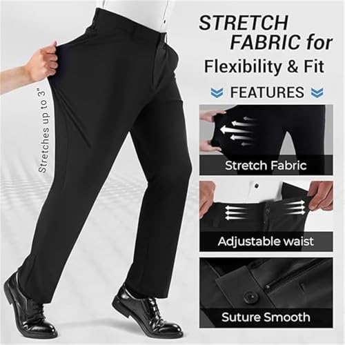 Gentyfit Mens Pants, TimelessFlex - Men's High Stretch Straight Fit Pants, Silamone Stretch Pant, with Pockets2