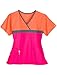 WonderWink Women's Origins Tri-Charlie Scrub Top, Orange/Pewter Pink, Small