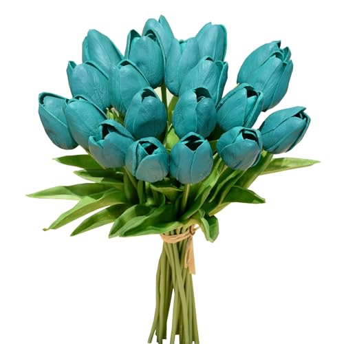 Image of Mandy's 20pcs Artificial Teal Tulips