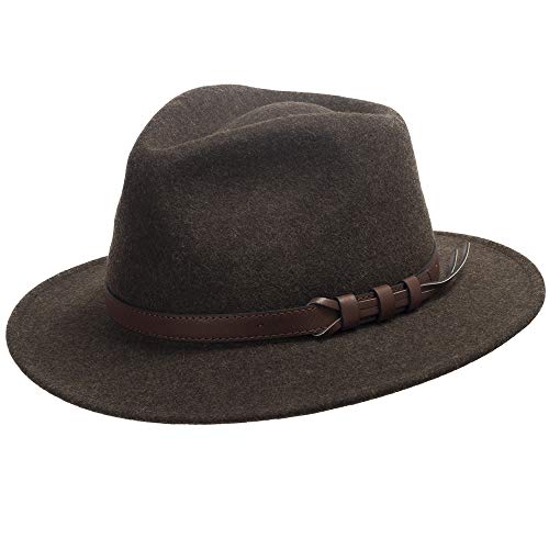ULTRAFINO Montana Outback Crushable Wool Felt Hat with Leather Hatband Brown X-Large