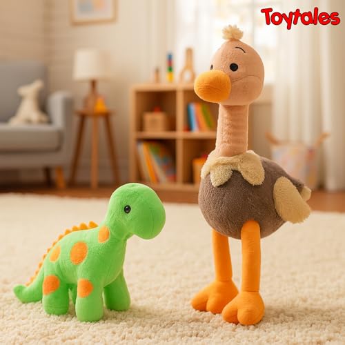 Image of TOYTALES Soft Toys Combo Pack Dinosaur Plush Toy & Cute Osti Stuffed Toy for Kids, Soft Plushies Set for Girls & Boys, Baby Gift Soft Toys for Birthdays (Pack of 2)