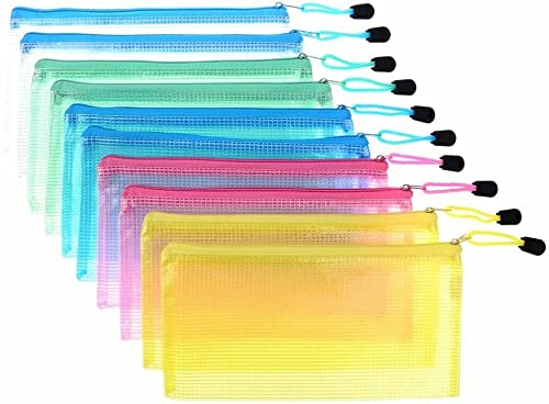 [Set of 2] A6 Zipper Pouch Case Storage Document Wallet Travel Receipts Zip Lock Bags Pouch with Zipper for Cosmetics Cases Organisers Offices Supplies Travel Accessories (Clear Mesh Wallet) — image 1