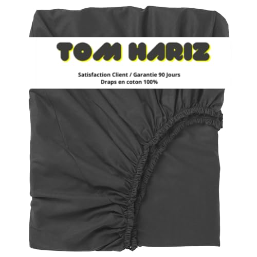 Sábana Bajera 100% algodón Egipcio, para Cama Doble, élastica, Secado rápido, Resistente a los Pliegues, con Bolsillo Extra Profundo, cómodo y Duradero (Negro, 160X200 cm)