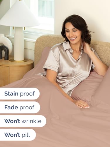 Image of Extra Deep Full Sheet Set - 6 Piece Breathable and Cooling Sheets - Hotel Luxury Bedding for Women, Men, Kids & Teens - Easy & Secure Fit - Soft, Wrinkle Free and Comfy - Extra Deep Pockets - Mauve