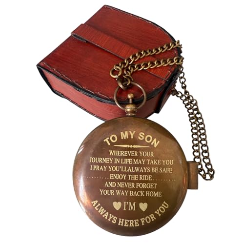 Brújula de latón personalizada con estuche de cuero miniatura 1