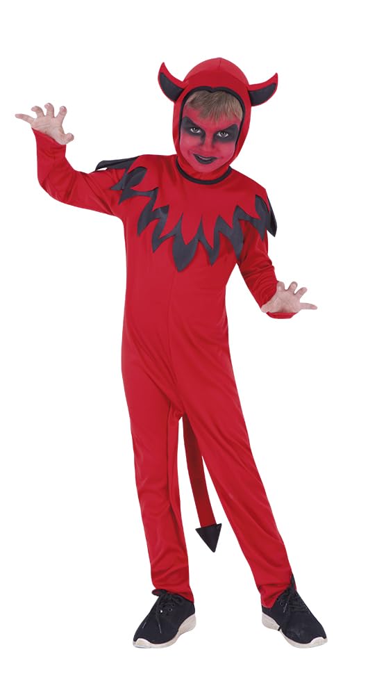 Rubies Costume diavolo per bambini e ragazze, con coda e cappuccio attaccata, licenza ufficiale, demoni, diavoli per Halloween, Carnevale e feste